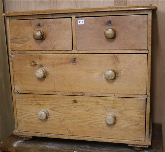 A Victorian pine chest of four drawers, W.80cm
